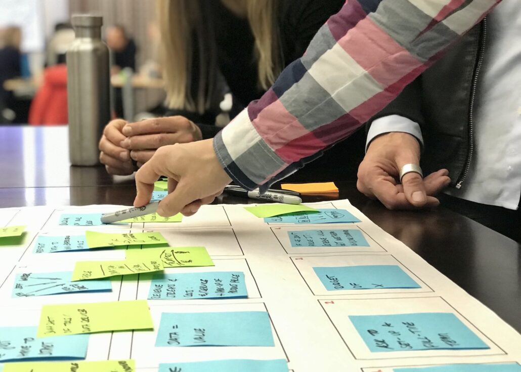 Workshoparbeit mit Canvas und Haftnotizen