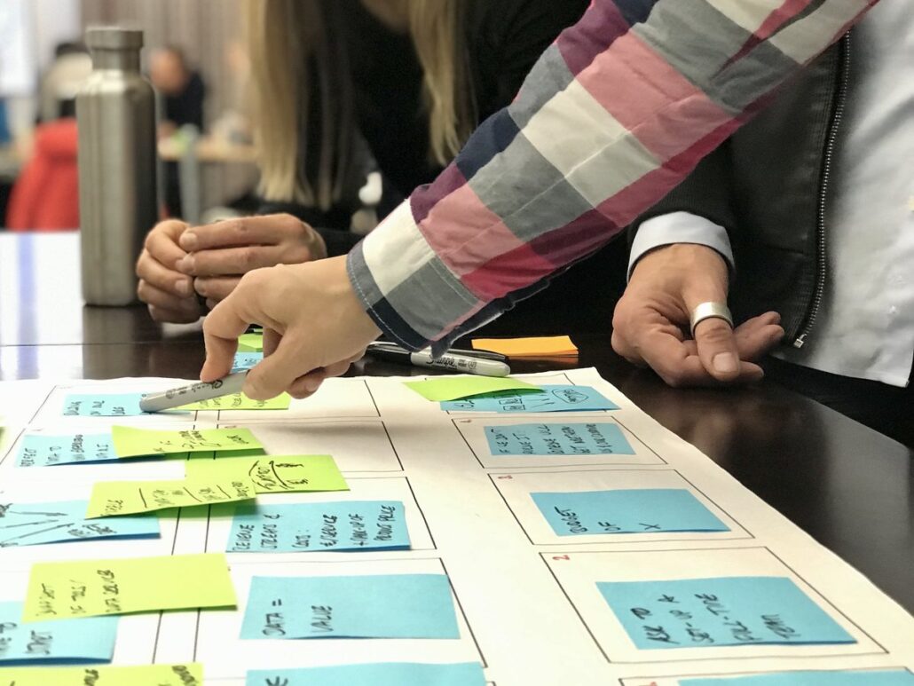 Workshoparbeit mit Canvas und Haftnotizen
